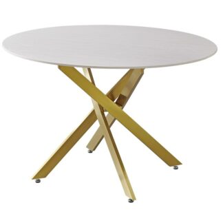 Mesa Comedor Patas Metal Oro Mate Sobre Cerámica +68557 Ø120x75cm