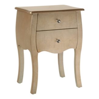 Mesa De Noche C/2 Cajones Madera Champagne 45x36x62cm, Madera: Abeto+dm