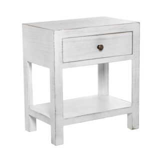 Mesa De Noche Madera Blanco Dm+paulownia 45x28,5x50,5cm