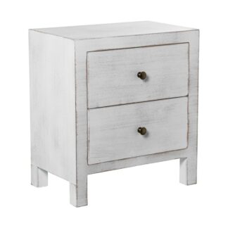 Mesa De Noche Madera Blanco Dm+paulownia 45x28,5x50,5cm