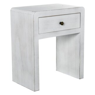 Mesa De Noche Madera Blanco Dm+paulownia 45x28,5x55cm