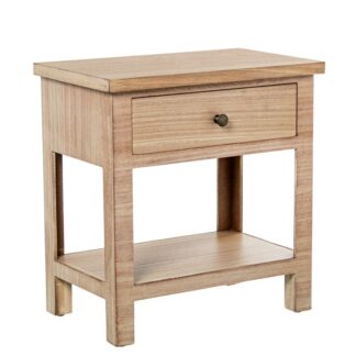 Mesa De Noche Madera Natural Dm+paulownia 48x30x50,5cm