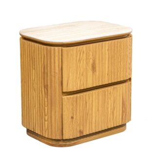 Mesa De Noche Madera Sobre Ceramica C/2 Cajones 55x40x55 Cm