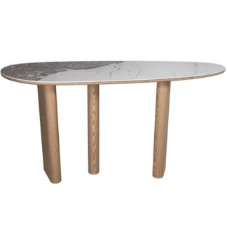 Mesa Entrada Cerámica C/patas Madera Dm Natural +91238 150x39,5x80cm Requiere Montaj