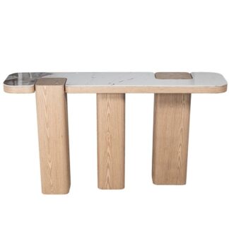 Mesa Entrada Cerámica C/patas Madera Dm Natural +91243 150x35x80cm Requiere Montaje