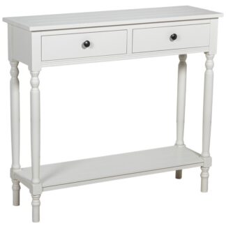 Mesa Entrada Madera 2 Cajones Blanco Roto 90x28x81cm