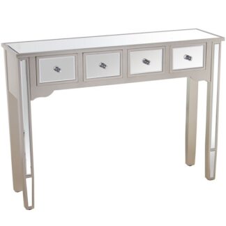 Mesa Entrada Madera/espejo C/4 Cajones Champagne 110x30x80cm