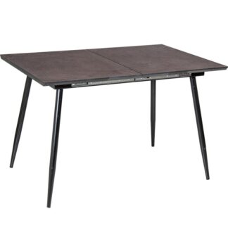Mesa Extensible Melamina Efecto Cerámica Patas Metal Negro (120-160)x80x76 Cm