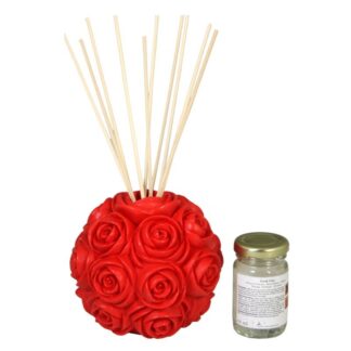 Mikado Rosa Roja Rosa:ø13 Cm Bote:100 Ml. 10 V Arillas De 30 Cm