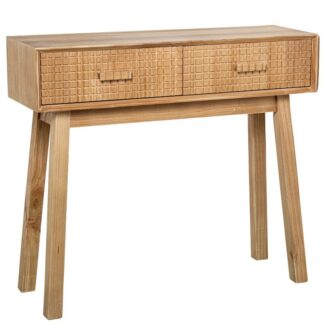 Mueble Entrada Madera Natural 2 Cajones Pino De Nueva Zeland 90x28x78cm
