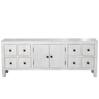 Mueble Tv Madera Blanco Dm+paulownia 130x24x50,5cm