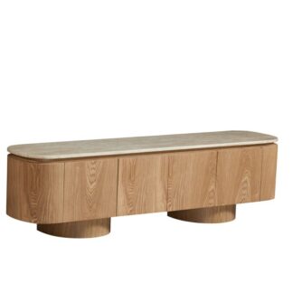 Mueble Tv Madera Sobre Ceramica Acabado Marmol 180x40x50 Cm