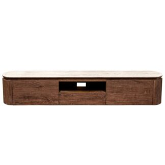 Mueble Tv Madera Sobre Ceramica Acabado Marmol 200x40x35 Cm