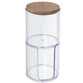 Organizador Acrilico Para Disccos Algodon C/tapa Madera Ø7x19cm