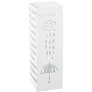 Paraguero Metal Cuadrado Blanco Lluvia 15,5 X 15,5 X 49 Cm.