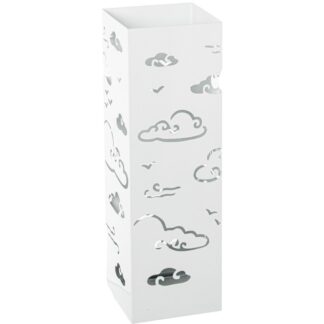 Paraguero Metal Cuadrado Blanco Nubes 15,5 X 15,5 X 49 Cm.