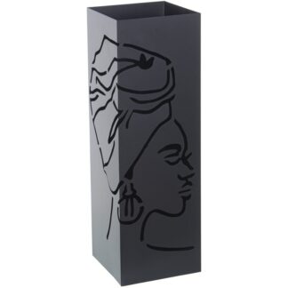 Paragüero Metal Negro Cuadrado 16x16x49cm