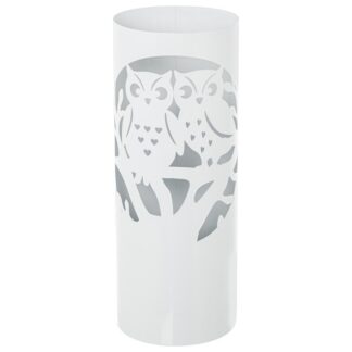 Paraguero Metal Redondo Blanco Buho 19x19x49 Cm.