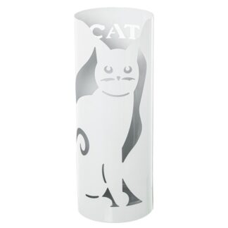 Paraguero Metal Redondo Blanco Gato 19x19x49 Cm.