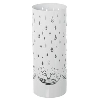 Paraguero Metal Redondo Blanco Gotas 19x19x49 Cm.