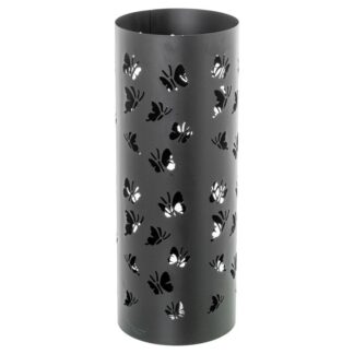 Paraguero Metal Redondo Negro Mariposas 19x19x49 Cm.
