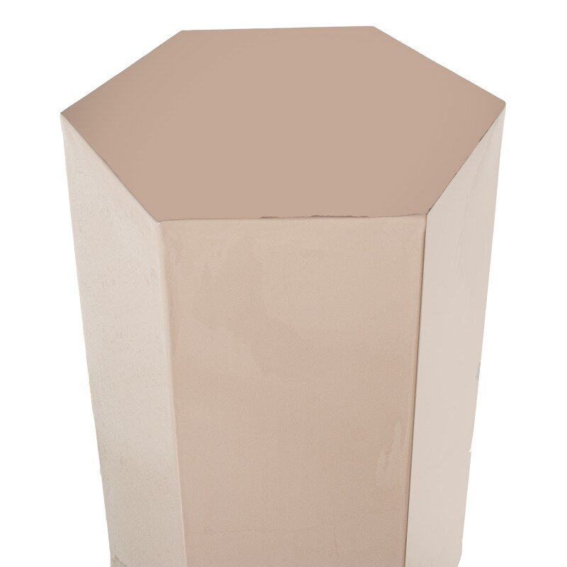 Pedestal Hexagonal 65cm Metal Beige Brillo 28x28x65cm - Image 3