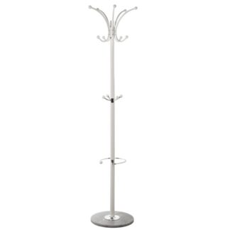 Perchero De Pie Metal Blanco C/base Mármol Ø36x175cm