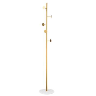 Perchero Metal Acabado Madera Base Marmol 16x29x173cm