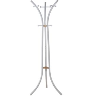 Perchero Metal Blanco C/madera Natural, 9 Pomos 54x60x175cm