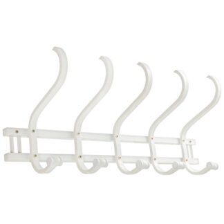 Perchero Pared Madera 5 Brazos Blanco 72x21x30cm,madera:abedul/álam