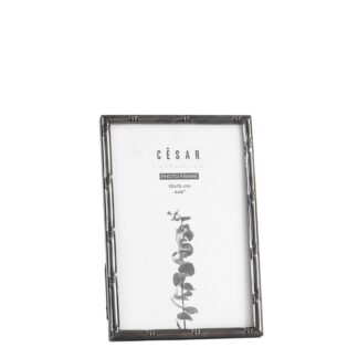 Portafotos 10x15cm Metal Gris Plomo Ext:10,9x16x1,6cm