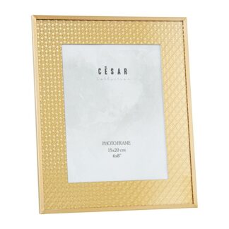Portafotos 15x20cm Cristal C/borde Metal Dorado Ext:23x28cm