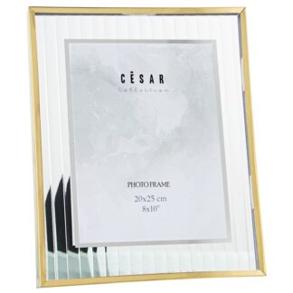 Portafotos 20x25cm Cristal C/borde Metal Dorado Ext:27x32cm