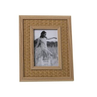 Portafotos Madera 10x15cm Ext:13x18x2cm, Dm+papel Ratán