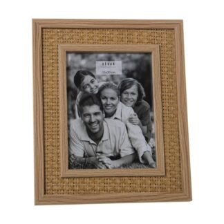 Portafotos Madera 15x20cm Ext:18x23x2cm, Dm+papel Ratán