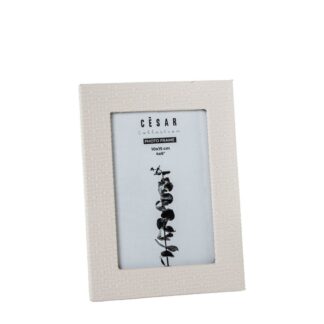 Portafotos Pu 10x15cm Blanco Hueso Madera Dm Ext:14x1,5x19cm