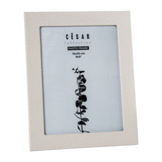 Portafotos Pu 15x20cm Blanco Hueso Madera Dm Ext.20x1,5x25cm