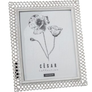Portafotos Resina 20x25cm Blanco Calado Ext:26,5x1,2x31cm