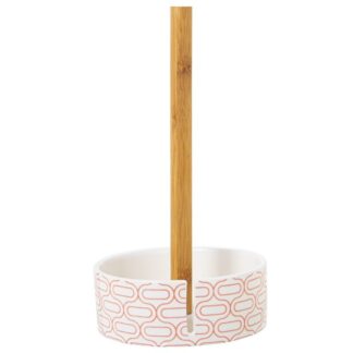 Portarrollos Madera C/base Ceramica Ø14x32cm