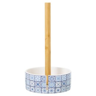 Portarrollos Madera C/base Ceramica Ø14x32cm