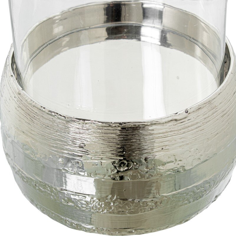 Portavelas Aluminio Plateado Y Cristal Ø18x27cm - Image 4