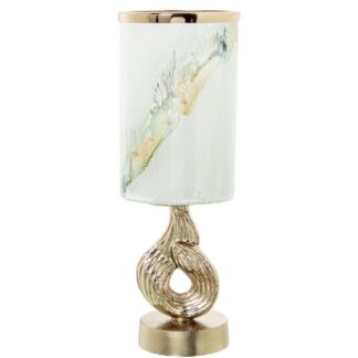 Portavelas Cristal C/base Aluminio Ø13x38cm