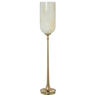 Portavelas Cristal C/pie Aluminio Dorado Ø15x86cm