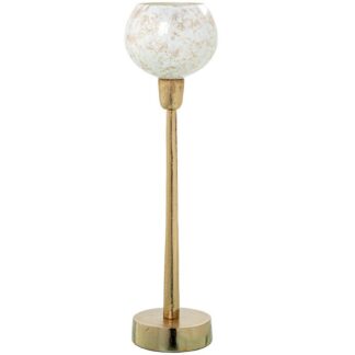 Portavelas Cristal/aluminio Dorado Ø10x44cm Base:ø10,5cm