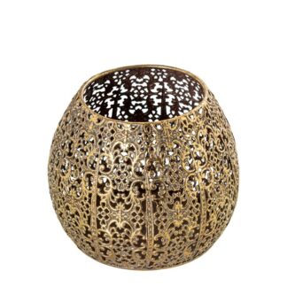 Portavelas Metal Dorado Ø16,5x13,5cm