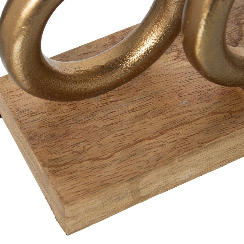 Portavelas Metal Dorado C/base Madera 20x18x7cm, Para 2 Velas - Image 3