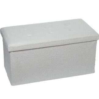 Puf Plegable Poliéster Blanco Felpa Almacenaje 77x38x38cm