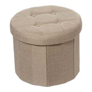 Puf Plegable Poliéster Gris Almacenaje Ø38x38cm