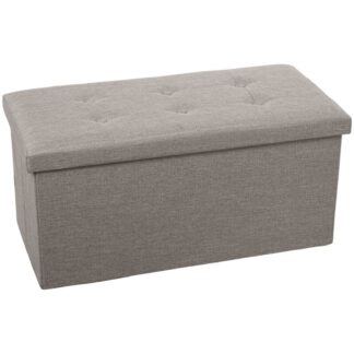 Puf Plegable Poliester Gris Almacenaje 77x38x38cm