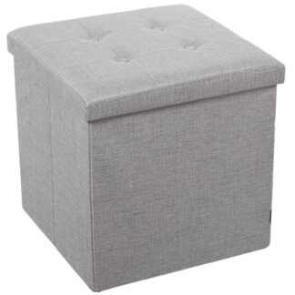 Puf Plegable Poliester Gris Claro Almacenaje 45x45x45cm
